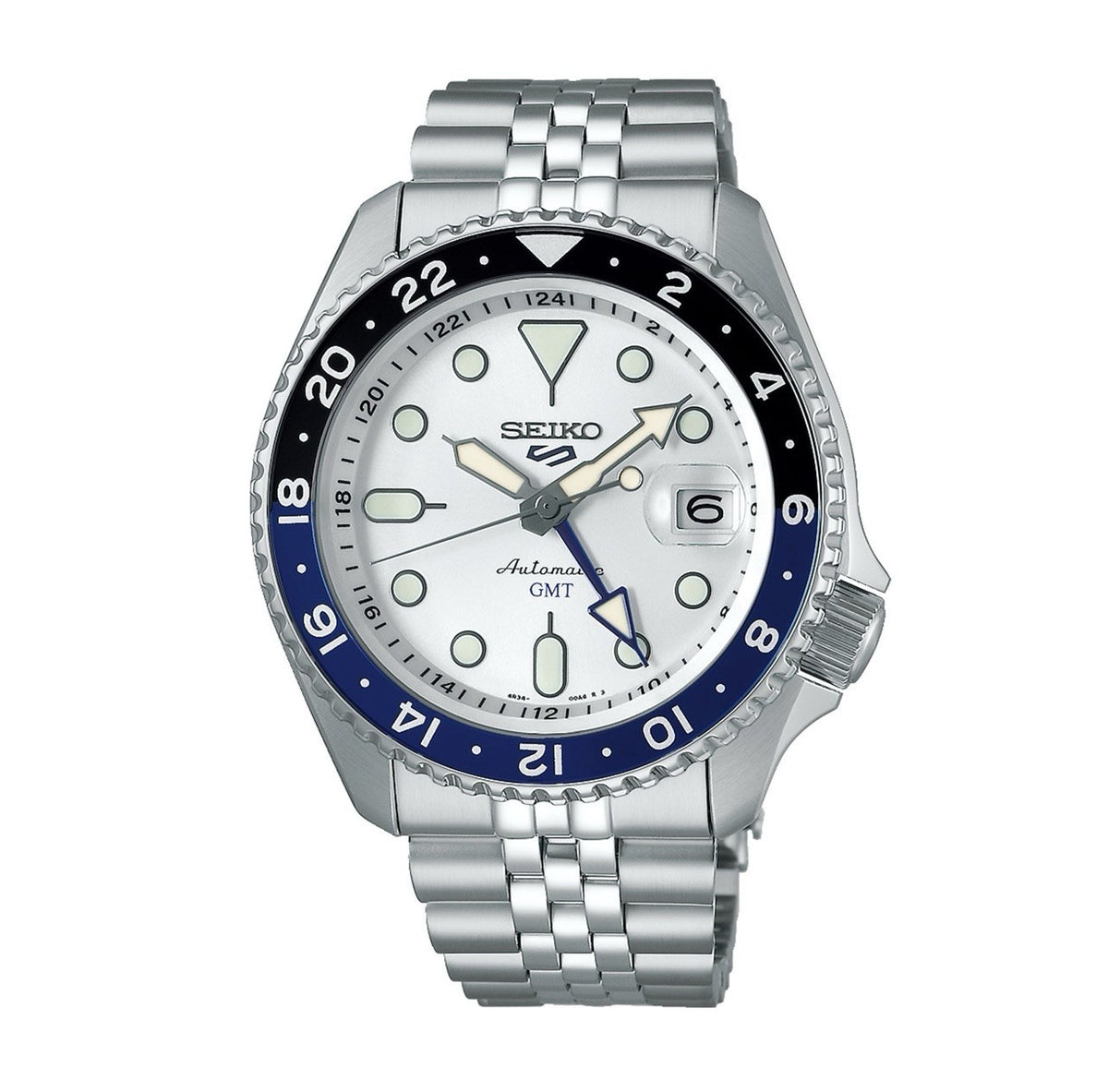 SEIKO 5 Sports SKX GMT Automatic SSK033K1 Silver White Dial Men’s Watch Warranty
