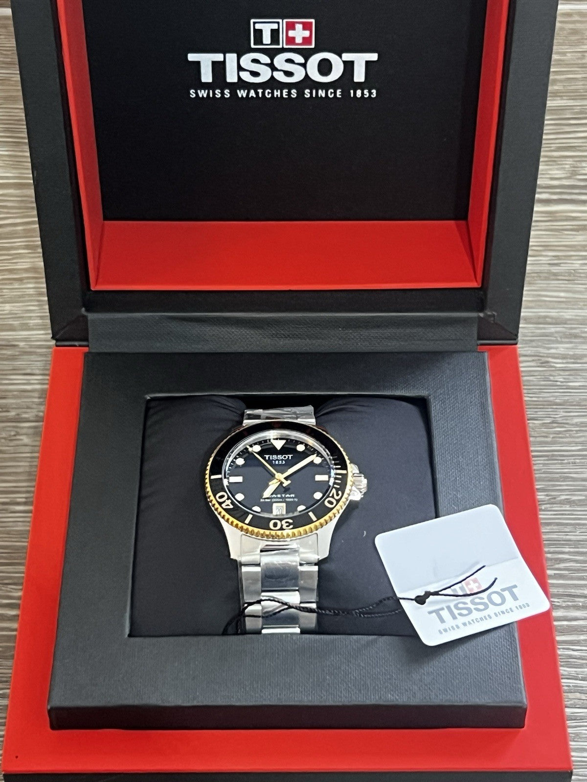 Tissot Seastar 1000 Quartz 36mm Black Dial Two Tone Watch T120.210.21.051.00 UK