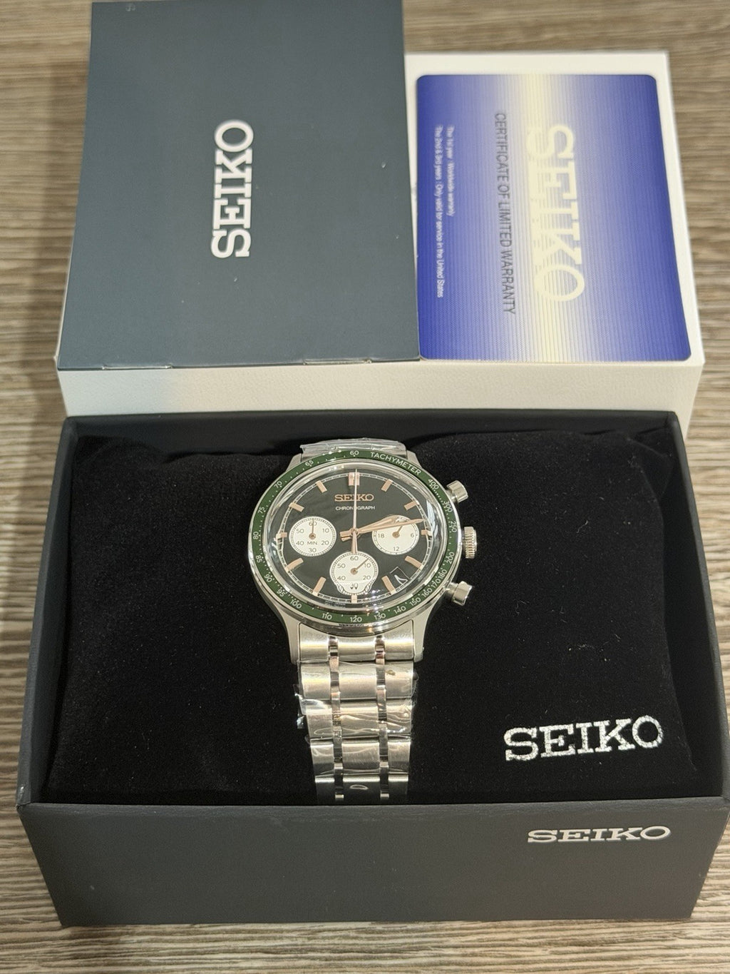 Seiko SSB481P1 Sports Chronograph Green Dial Men's Quartz Watch BNIB New - UK