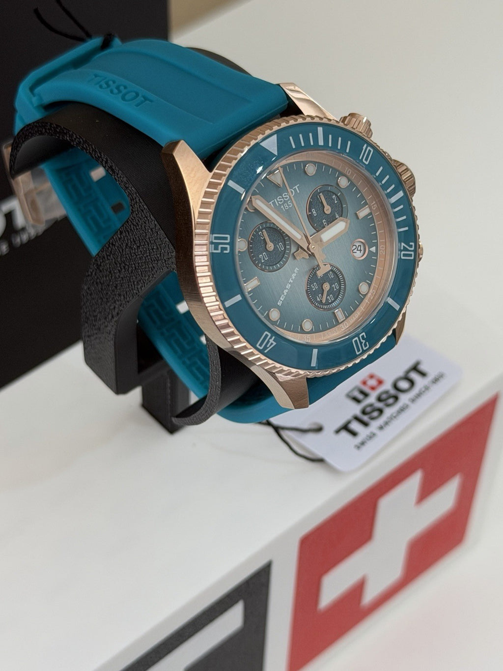 Tissot Seastar Chrono T120.217.37.041.00 38mm Turquoise Dial Quartz BNIB 300M UK