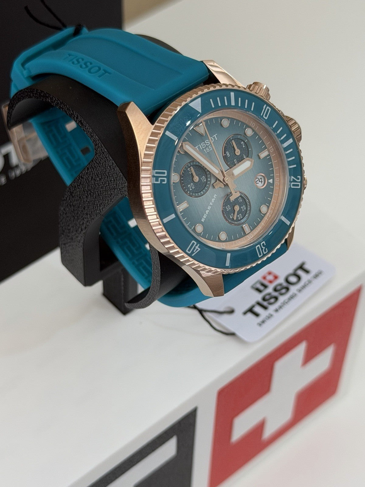 Tissot Seastar Chrono T120.217.37.041.00 38mm Turquoise Dial Quartz BNIB 300M UK