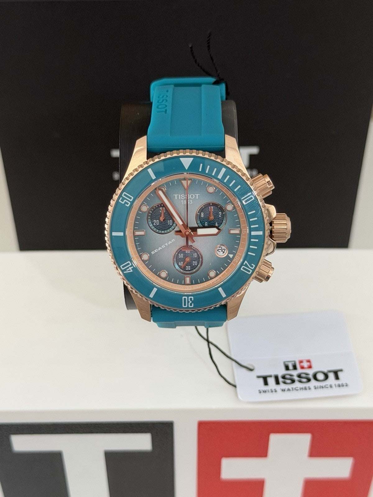 Tissot Seastar Chrono T120.217.37.041.00 38mm Turquoise Dial Quartz BNIB 300M UK