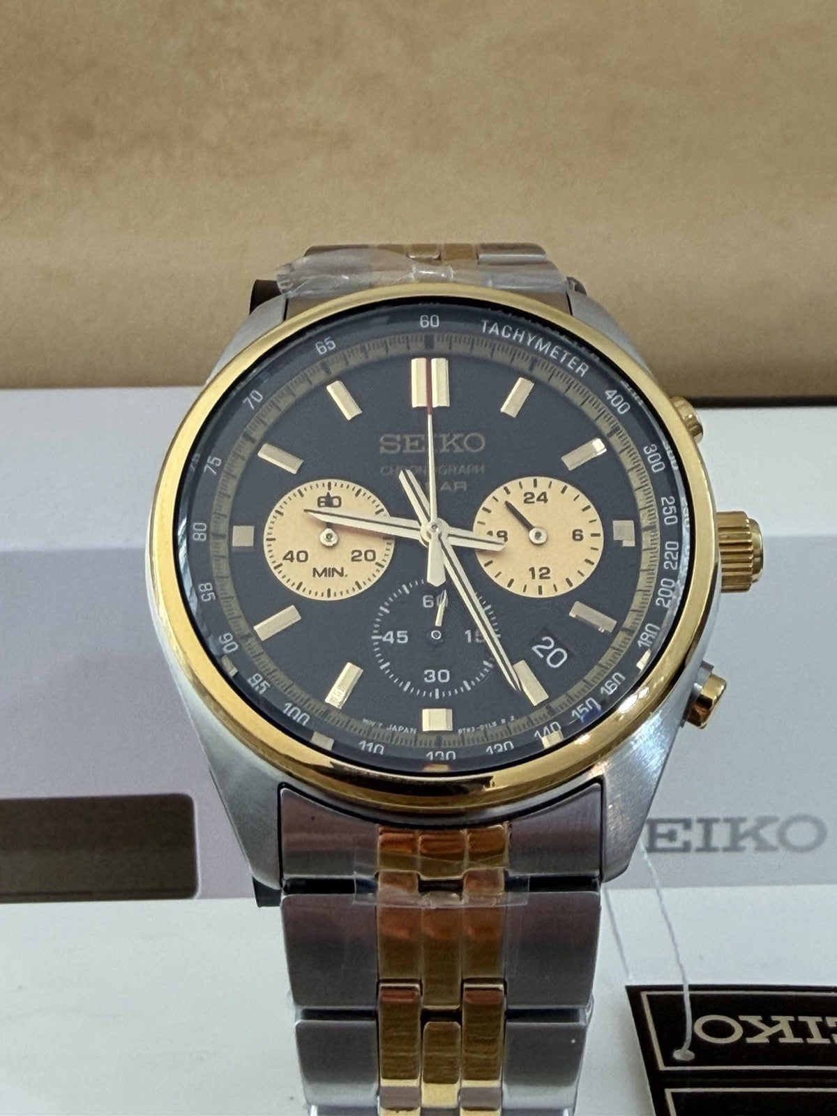 SEIKO SSB430P1 Two Tone Black Dial Quartz Chronograph Watch BNIB - Warranty - UK