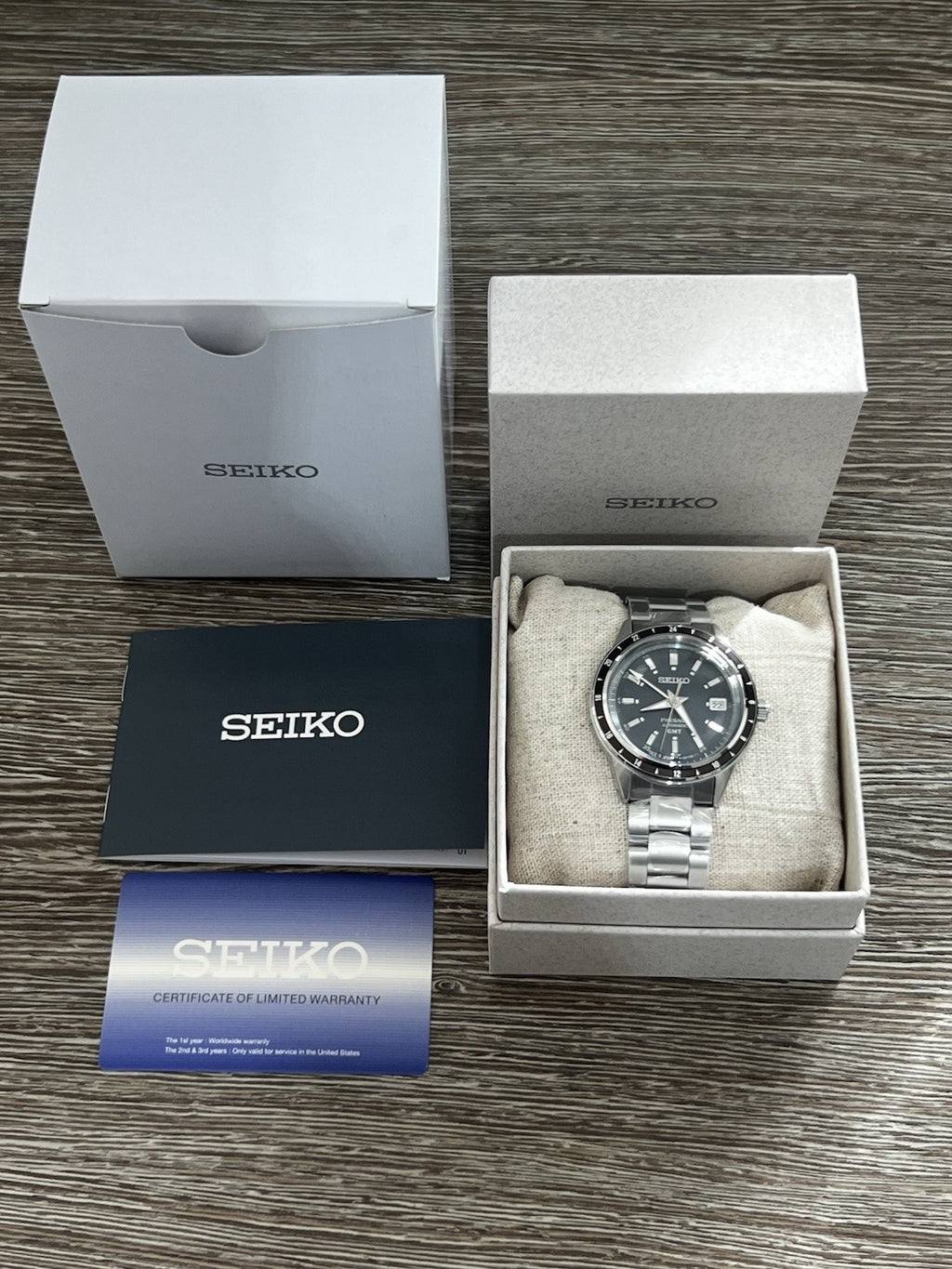 SEIKO Presage 60s Style GMT SSK009J1 Petrol Blue Dial Men’s Watch Warranty UK