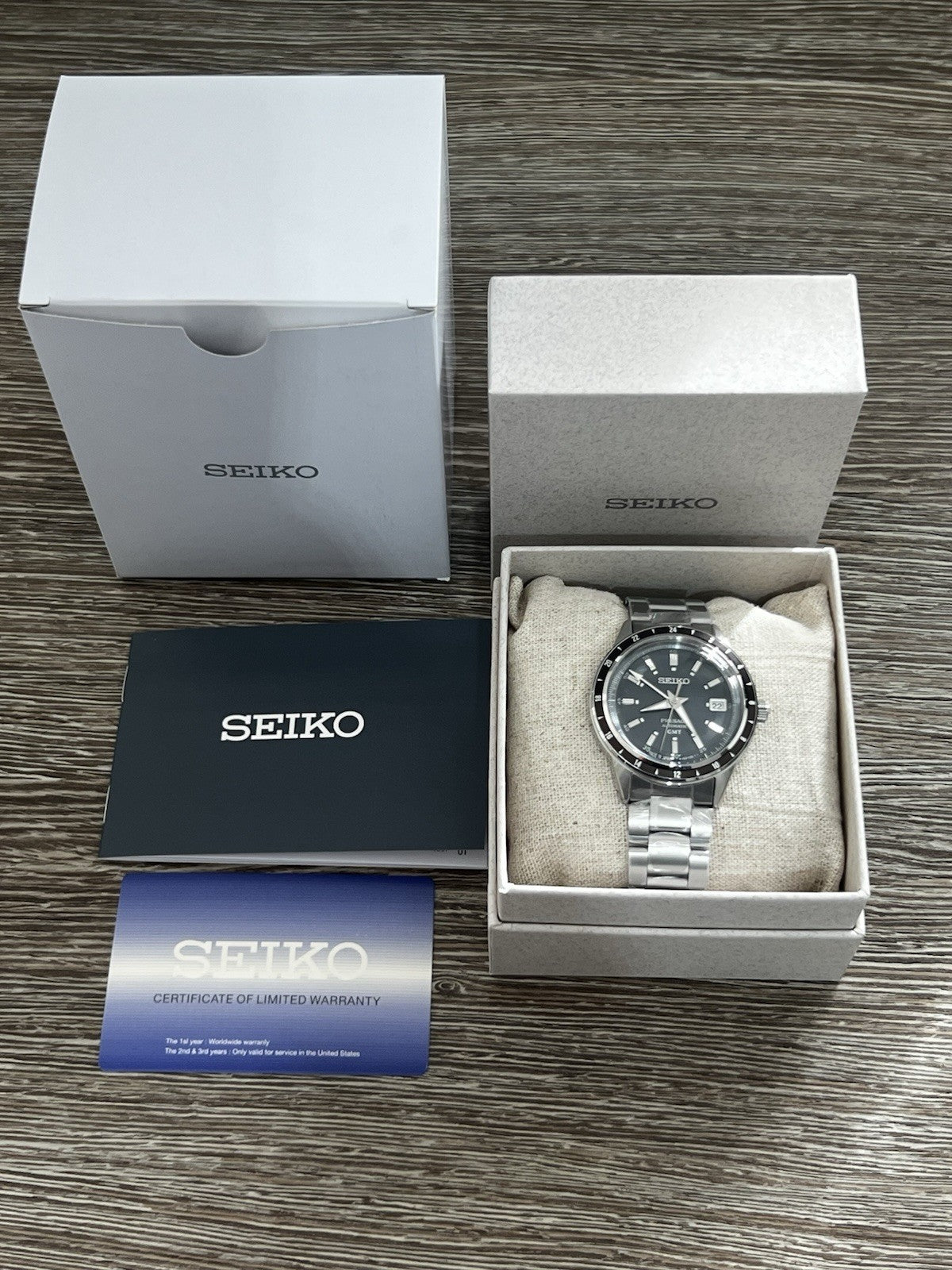 SEIKO Presage 60s Style GMT SSK009J1 Petrol Blue Dial Men’s Watch Warranty UK