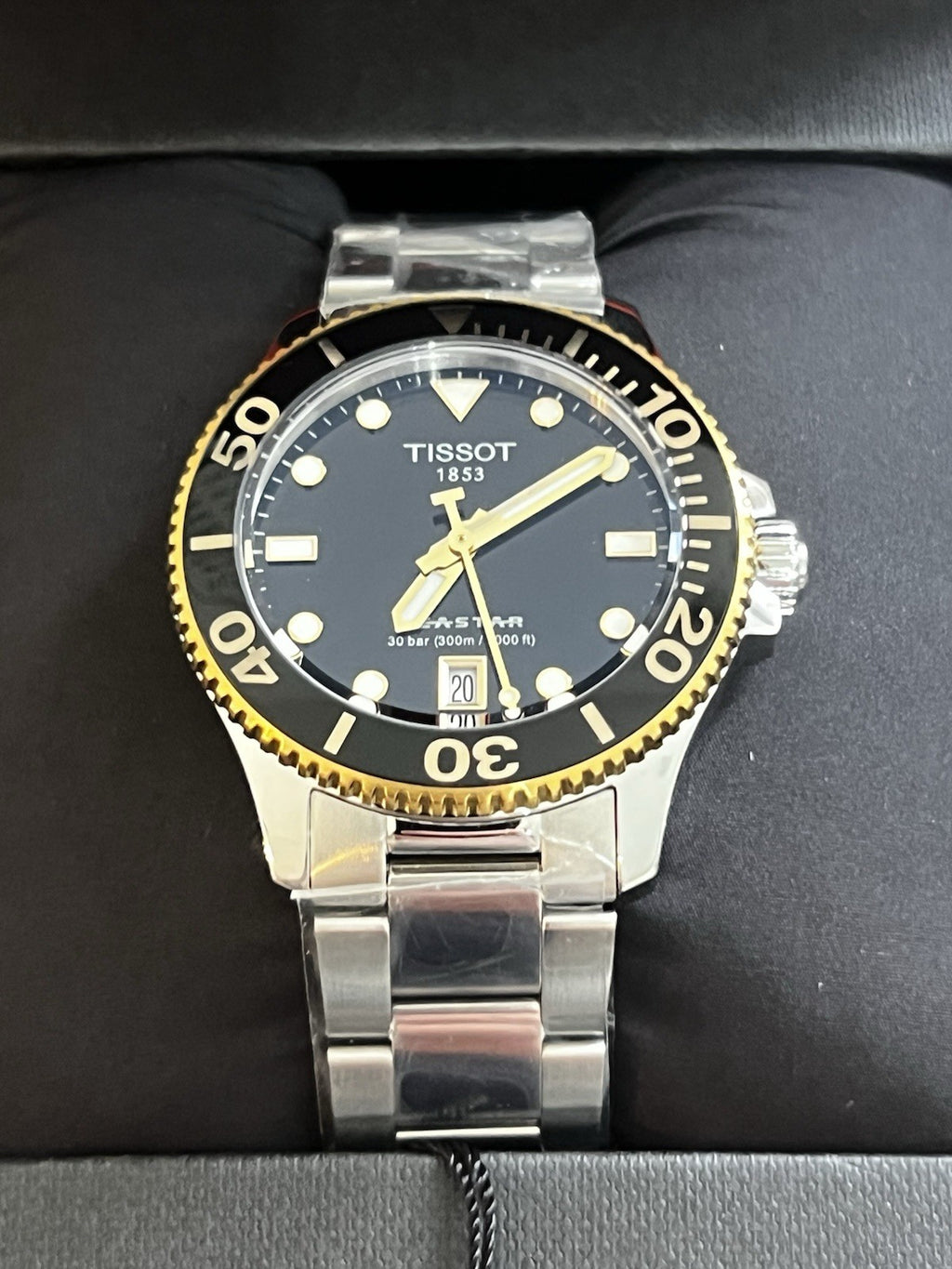 Tissot Seastar 1000 Quartz 36mm Black Dial Two Tone Watch T120.210.21.051.00 UK