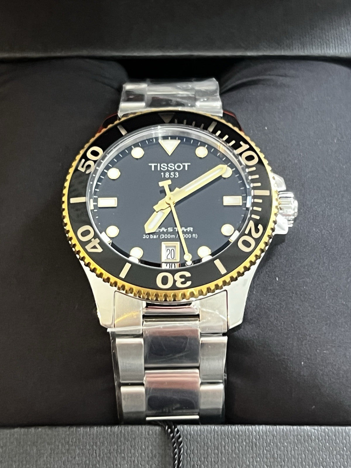 Tissot Seastar 1000 Quartz 36mm Black Dial Two Tone Watch T120.210.21.051.00 UK