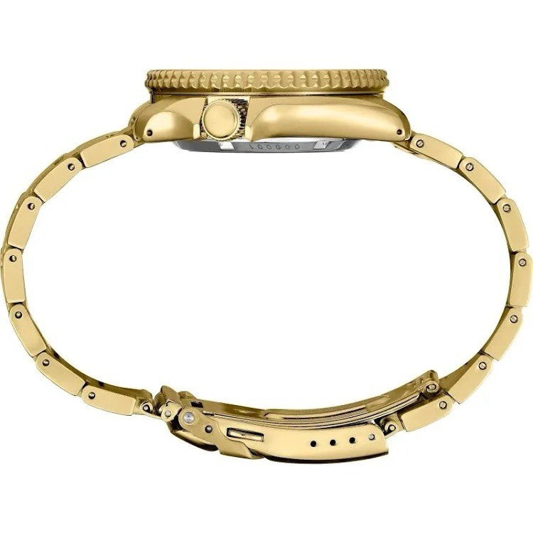 SEIKO MENS 5 AUTOMATIC WATCH SRPK18 BLACK DIAL, GOLD, - WARRANTY - RRP 379.00