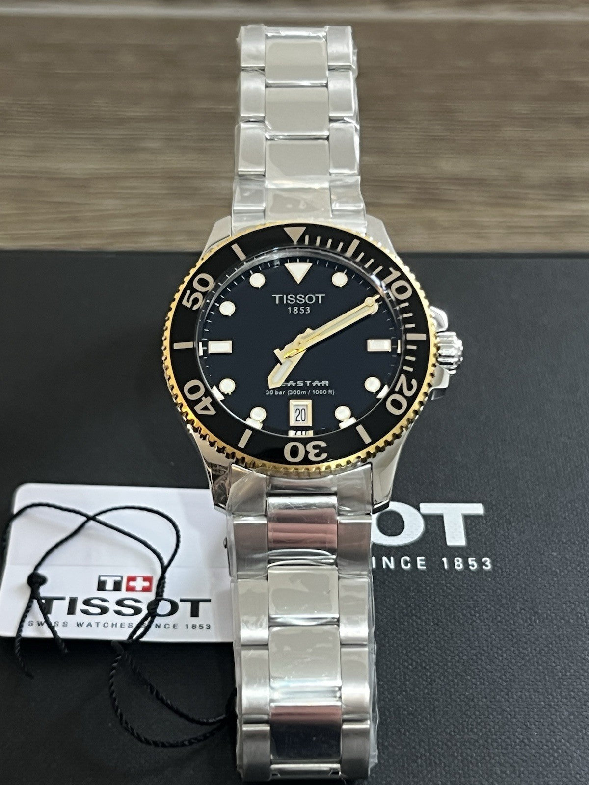 Tissot Seastar 1000 Quartz 36mm Black Dial Two Tone Watch T120.210.21.051.00 UK
