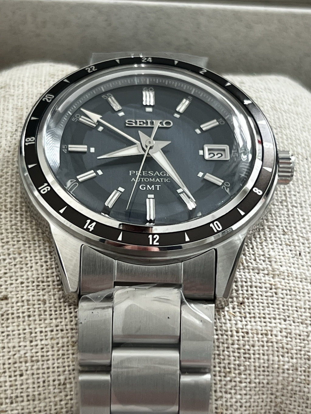 SEIKO Presage 60s Style GMT SSK009J1 Petrol Blue Dial Men’s Watch Warranty UK