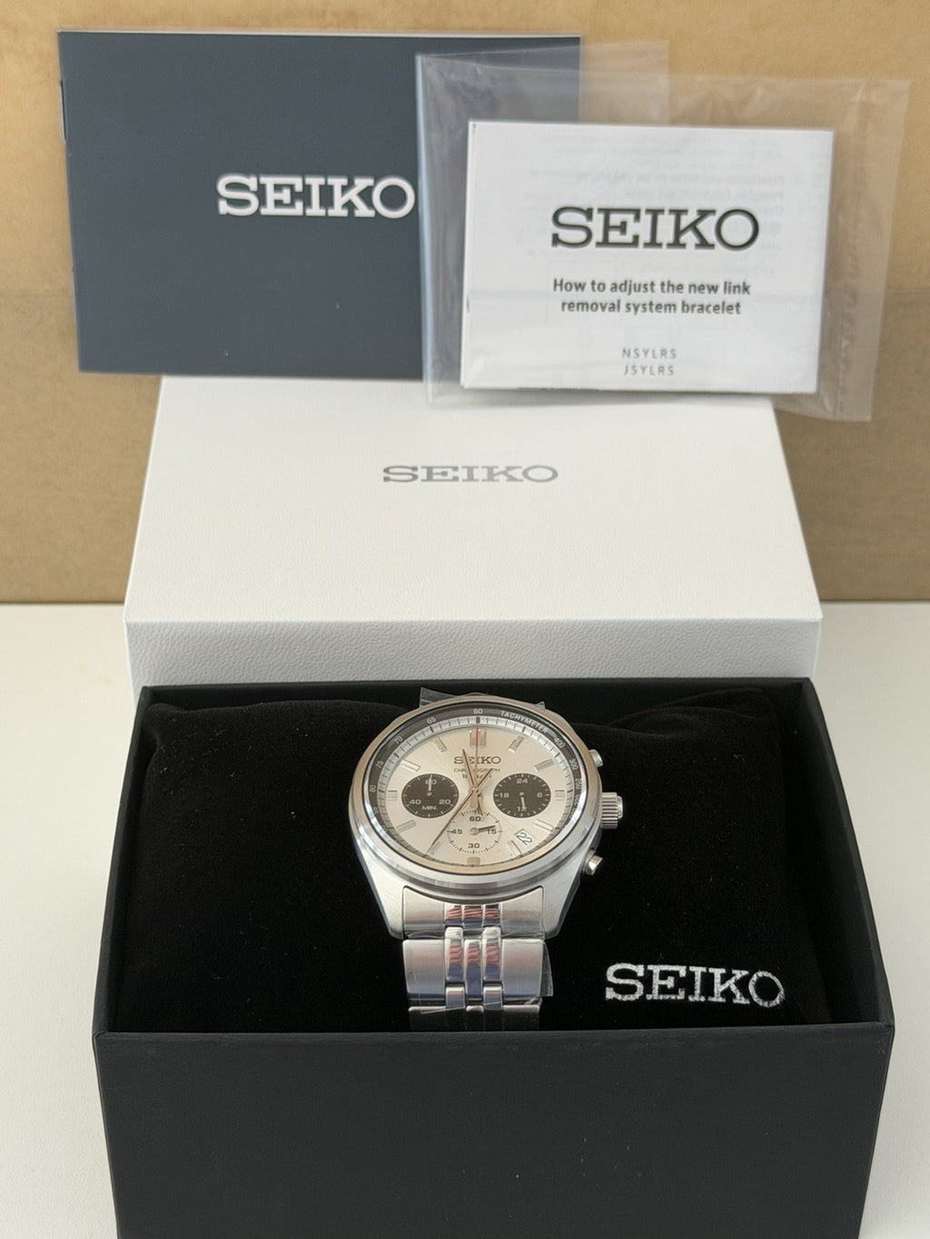 SEIKO SSB425P1 Panda-Style Grey Dial Quartz Chronograph Watch BNIB Warranty UK