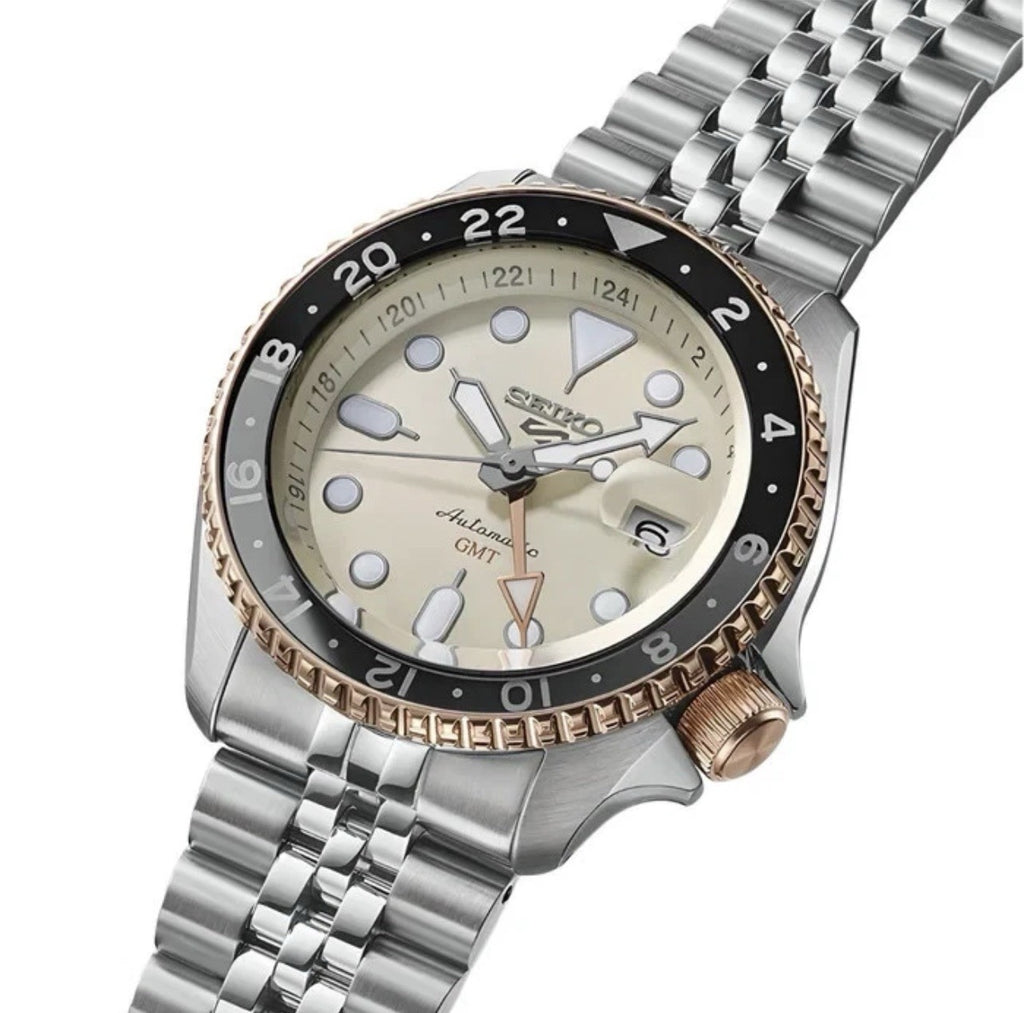 RARE Seiko 5 Sports GMT SSK046K1 Sunrise Limited Edition Champagne Dial Mens UK