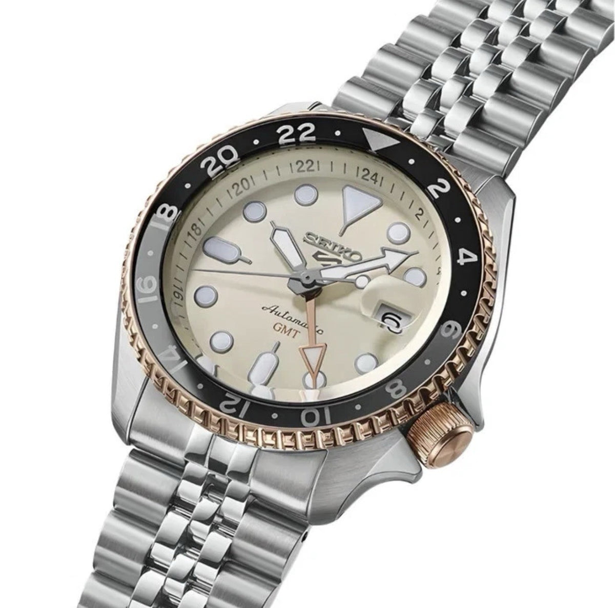RARE Seiko 5 Sports GMT SSK046K1 Sunrise Limited Edition Champagne Dial Mens UK