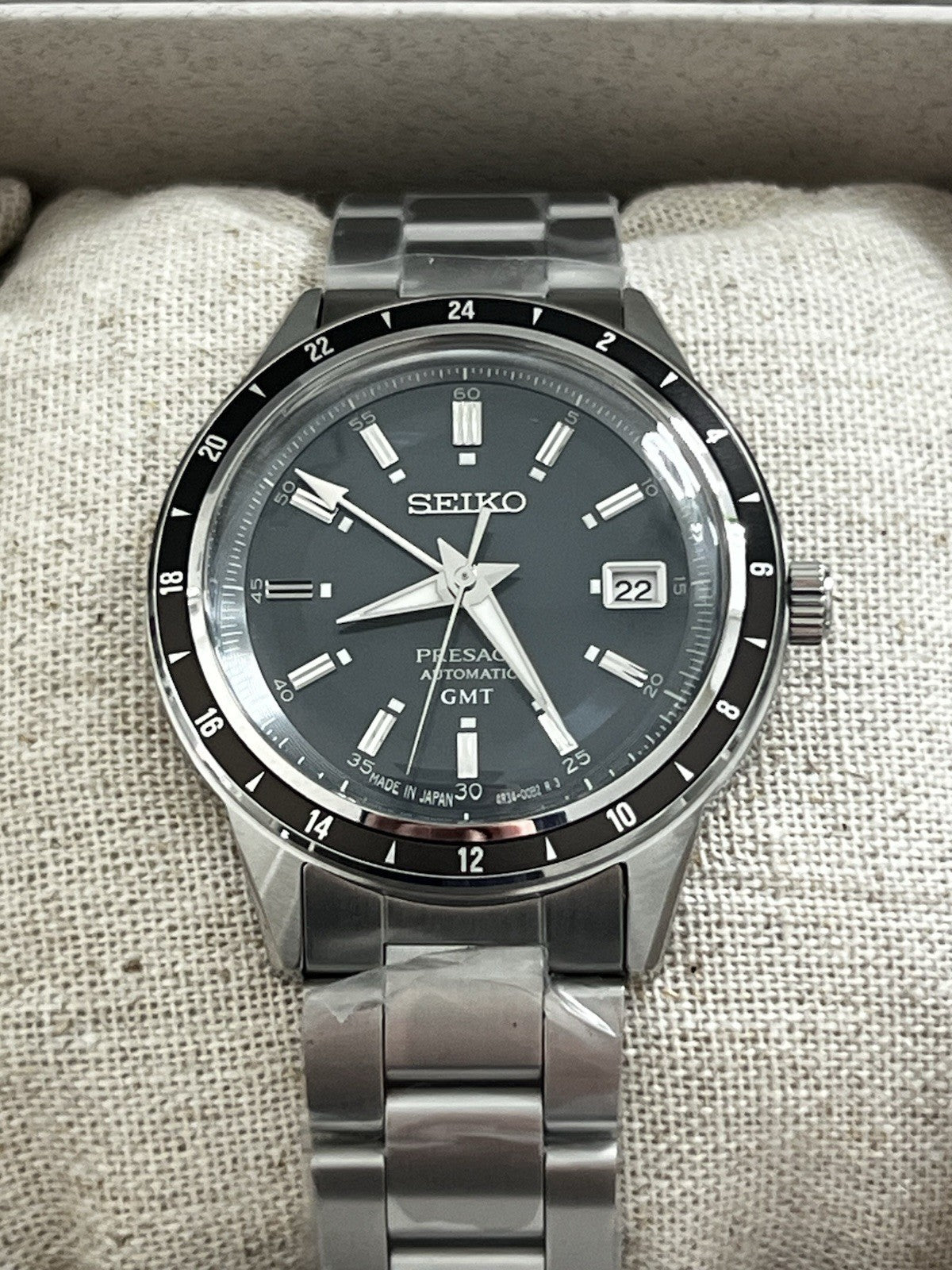SEIKO Presage 60s Style GMT SSK009J1 Petrol Blue Dial Men’s Watch Warranty UK