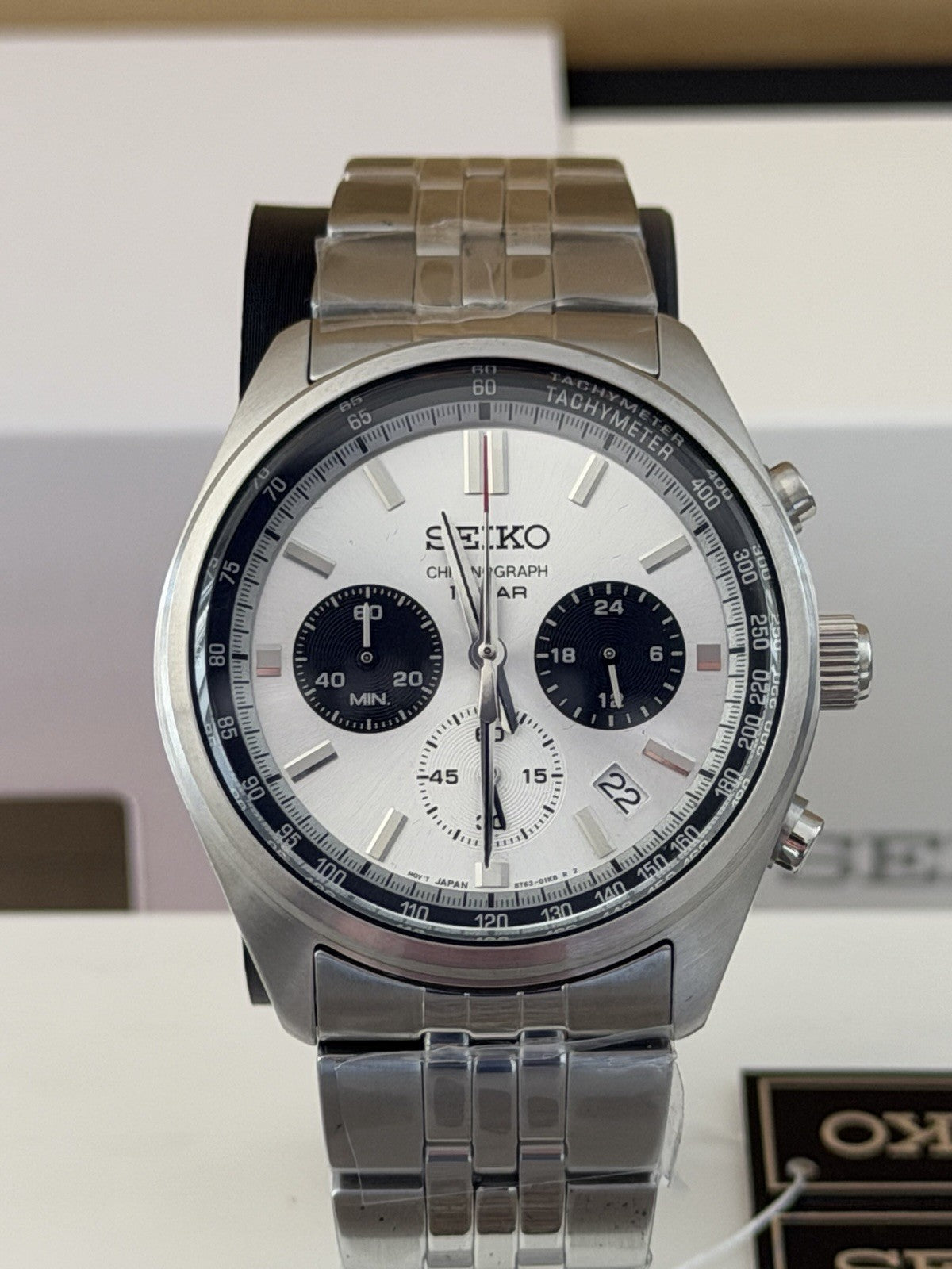 SEIKO SSB425P1 Panda-Style Grey Dial Quartz Chronograph Watch BNIB Warranty UK