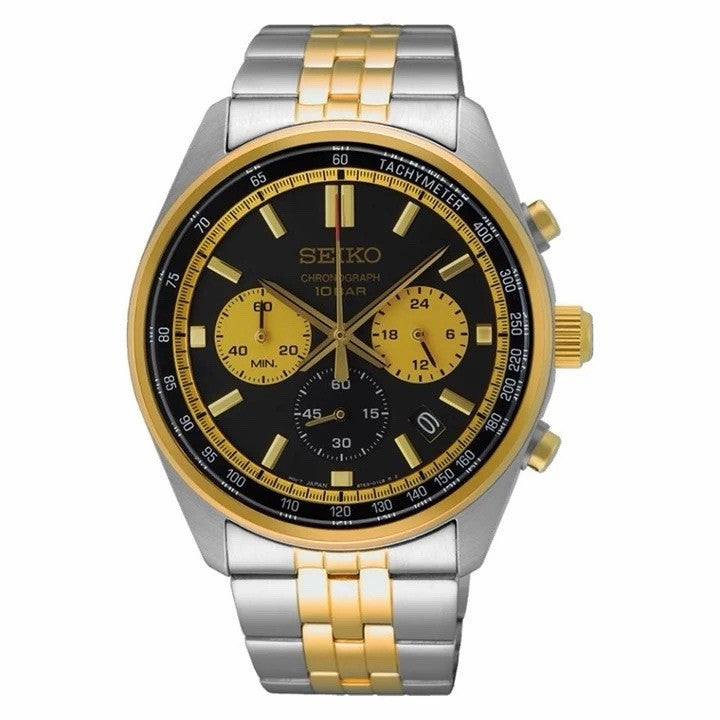 SEIKO SSB430P1 Two Tone Black Dial Quartz Chronograph Watch BNIB - Warranty - UK