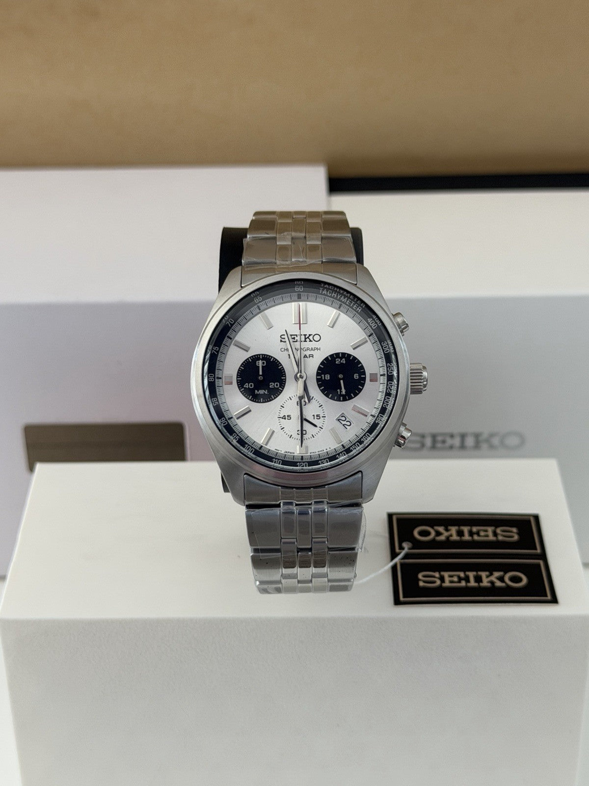 SEIKO SSB425P1 Panda-Style Grey Dial Quartz Chronograph Watch BNIB Warranty UK
