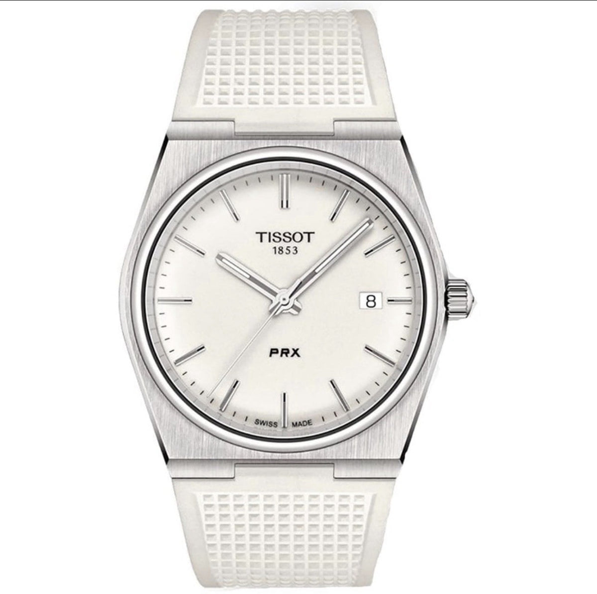 Tissot PRX Quartz 40mm White Dial Rubber Strap Mens Watch T137.410.17.011.00 UK