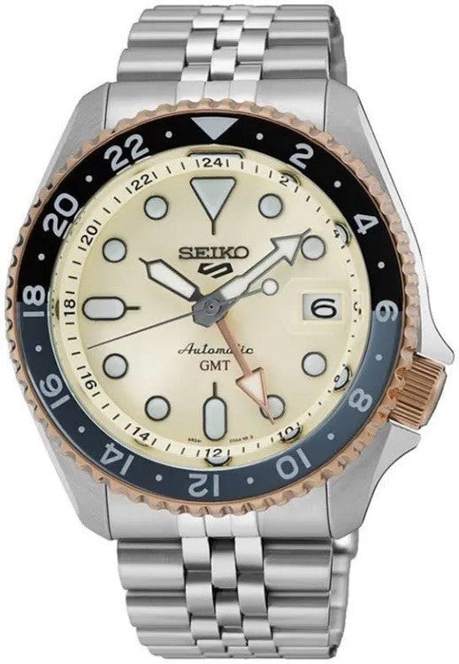 RARE Seiko 5 Sports GMT SSK046K1 Sunrise Limited Edition Champagne Dial Mens UK