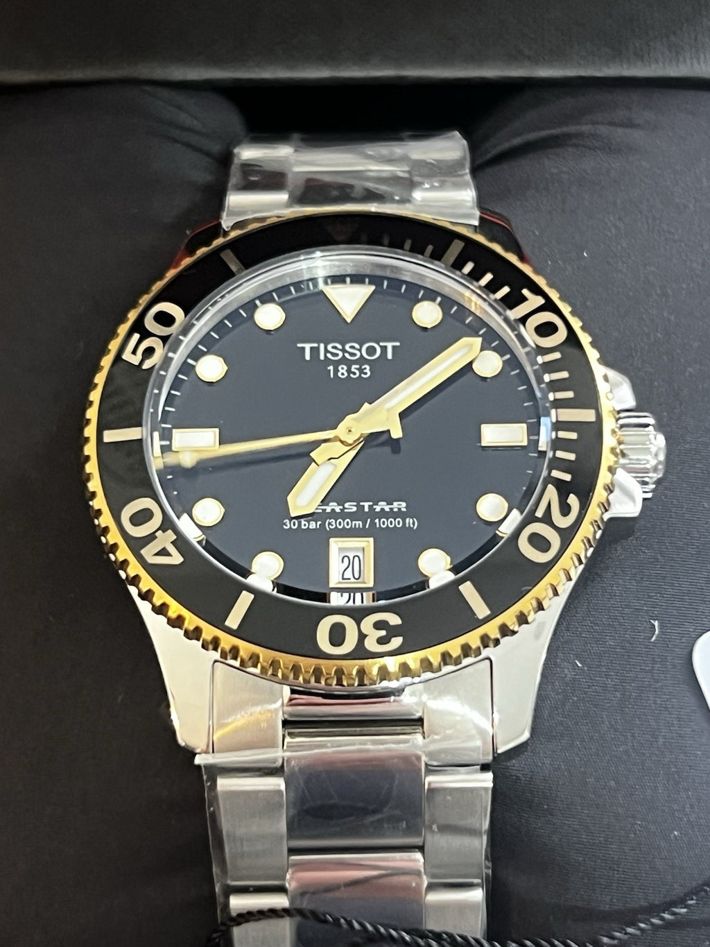 Tissot Seastar 1000 Quartz 36mm Black Dial Two Tone Watch T120.210.21.051.00 UK