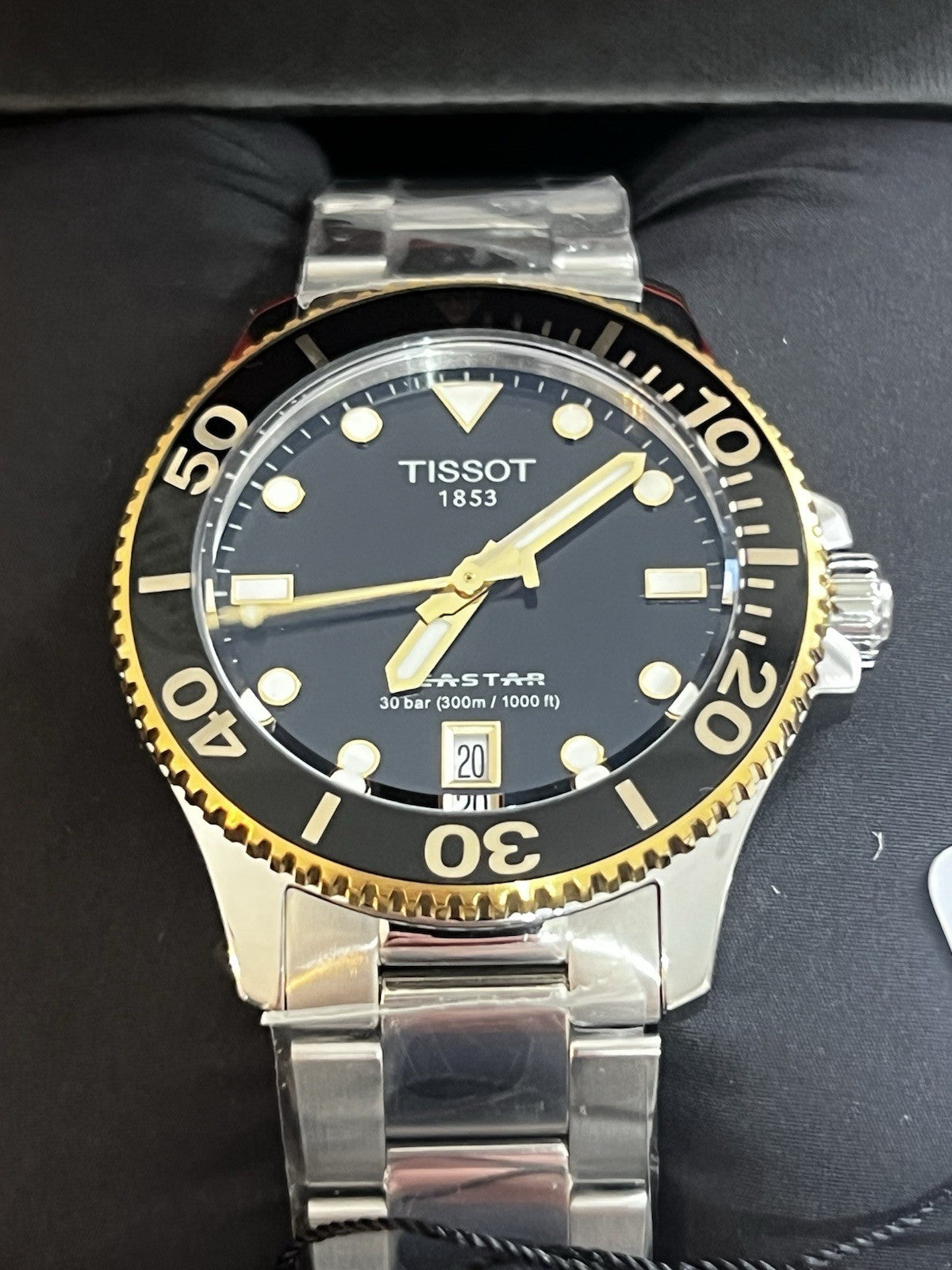 Tissot Seastar 1000 Quartz 36mm Black Dial Two Tone Watch T120.210.21.051.00 UK