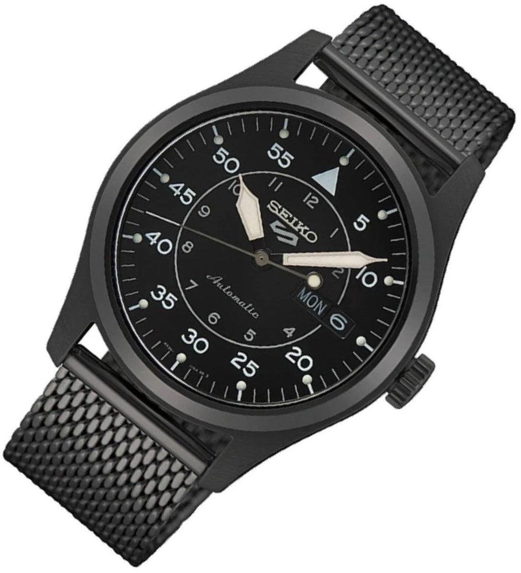 SEIKO 5 Sports Flieger SRPH25K1 Black Dial Mesh Bracelet Men’s Watch Warranty UK