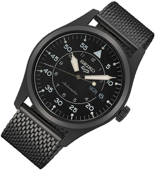 SEIKO 5 Sports Flieger SRPH25K1 Black Dial Mesh Bracelet Men’s Watch Warranty UK