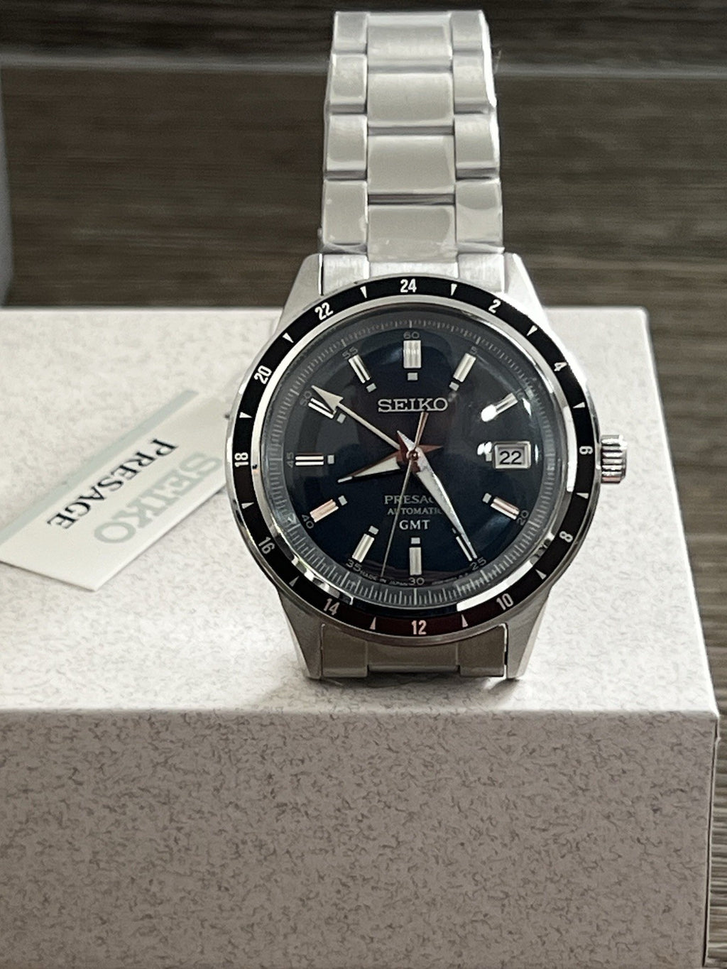 SEIKO Presage 60s Style GMT SSK009J1 Petrol Blue Dial Men’s Watch Warranty UK