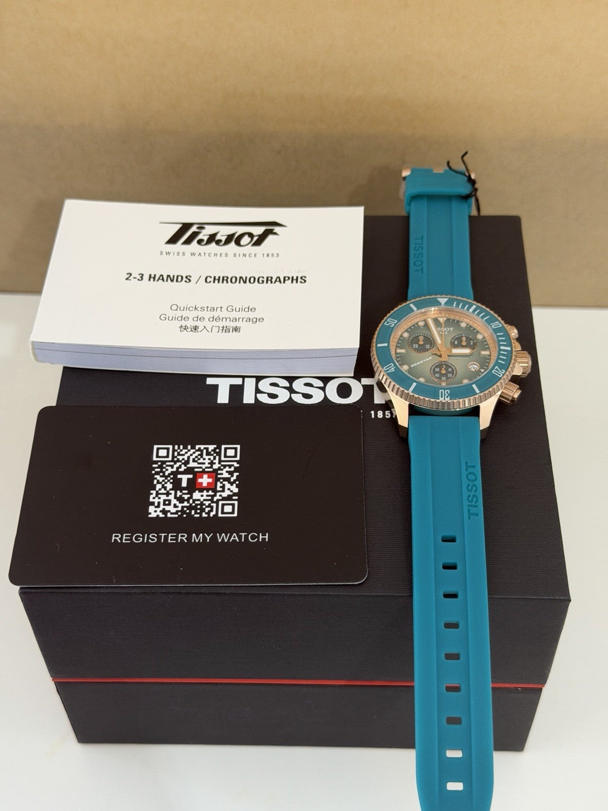 Tissot Seastar Chrono T120.217.37.041.00 38mm Turquoise Dial Quartz BNIB 300M UK